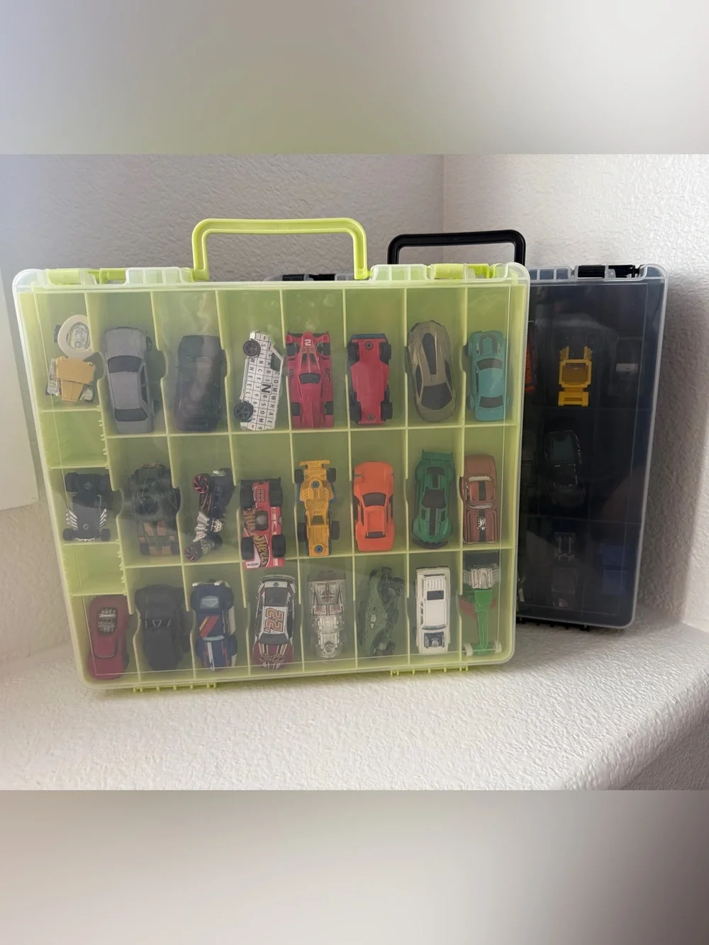 Double-Sided Hot Wheels Storage Cases with Cars Included (2 Cases)